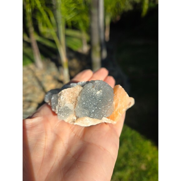 Apophyllite Gray Chalcedony Peach Stilbite Zeolite Crystal, 115g - Picture 5 of 14